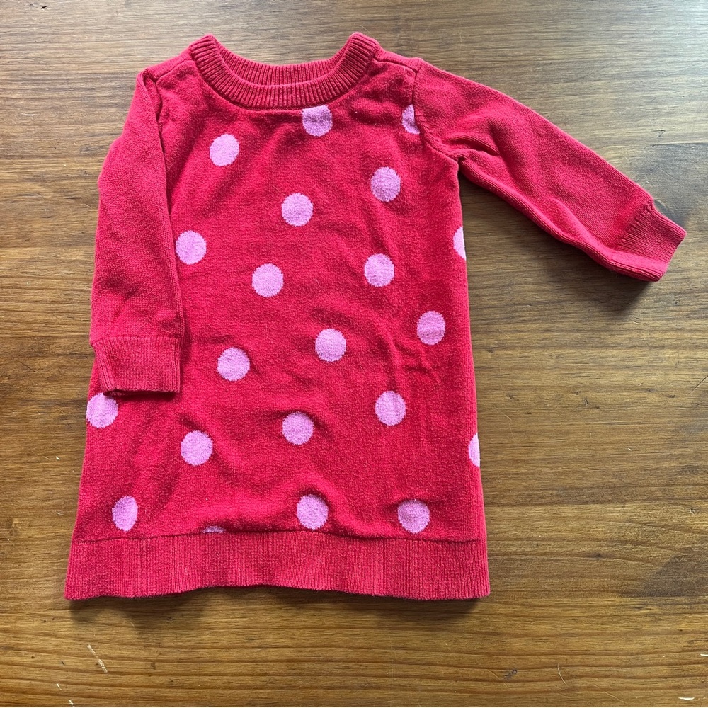 GAP Kids Red Sweater with Pink Polka Dots